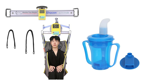 Weighted utensils and dysphagia cup for safe dining