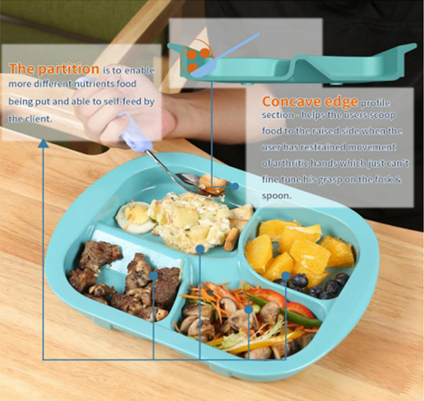 Adaptive Utensils Scoop Weighted Plate