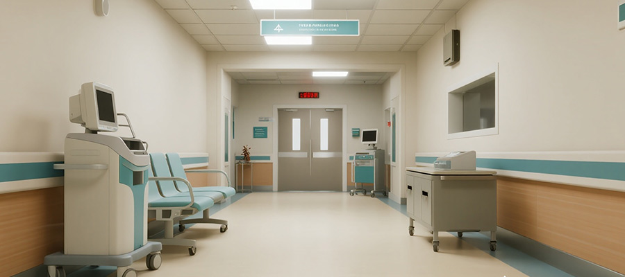 Hospital environment with medical staff and patients