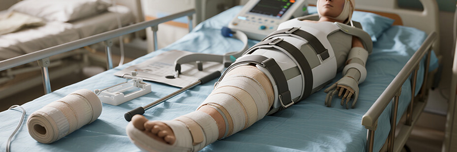 Orthopaedic care patient using recovery equipment
