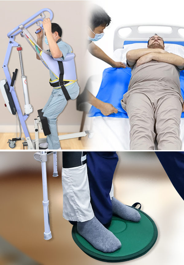 Patient lift slings and transfer equipment