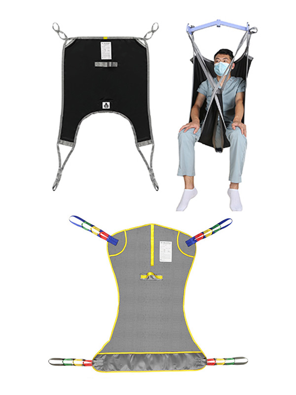 Divided leg sling system in use for patient transfer